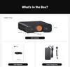 A product information graphic showing an amplifier, its dimensions, weight, and included accessories. Produktbild-Vorschau