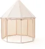 A children's play tent with a hexagonal base and a conical roof, shown against a white background. Produktbild-Vorschau