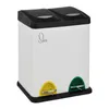 A white dual-compartment trash can with black lids and pedals. Produktbild-Vorschau