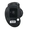 The underside of a black vertical ergonomic mouse. Voir les images du produit