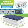 An inflatable mattress with dimensions and features highlighted. Produktbild-Vorschau