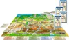 A board game with a map and cards laid out on a white surface. Produktbild-Vorschau