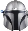 A close-up front view of The Mandalorian's helmet. Voir les images du produit