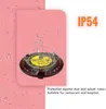 A pager device is shown with water splashing on it, highlighting its water-resistant feature. The background is pink with water droplets, and text indicates its IP54 rating and suitability for restaurants and hospitals. Produktbild-Vorschau
