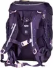 The back of a purple backpack with white polka dots and pink accents. Produktbild-Vorschau