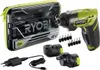 A Ryobi 4V screwdriver set with accessories and a case, laid out on a white background. Voir les images du produit