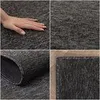 A collage of four images showing a close-up of a rug, a hand touching the rug, the rug rolled up, and the rug on a wooden floor. Náhled obrázku produktu