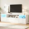 Merax Hochglanz TV-Schrank mit LED, TV Lowboard mit 4 Türen Produktbild-Vorschau 3