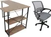 Set Schreibtisch Quest dunkle Eiche + Stuhl Argo grau Produktbild-Vorschau 1