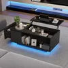 Schwarzer Couchtisch, höhenverstellbar, LED, mit Schublade, Produktbild-Vorschau 1