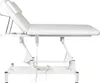A white electric massage table with a headrest, shown from the side against a white background. Náhled obrázku produktu