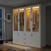 Kleiderschrank 160cm mit 4 Glastüren LED Beleuchtung Produktbild-Vorschau 9