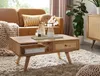 FineBuy Stolik kawowy 90 cm z litego drewna mango / rattanu Podgląd zdjęcia produktu 2