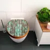 A toilet with a decorative wooden toilet seat in a modern bathroom. Produktbild-Vorschau