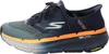 A side view of a blue Skechers running shoe with orange accents. Produktbild-Vorschau