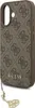 A brown Guess phone case with a repeating logo pattern and a gold charm attached. Podgląd zdjęcia produktu