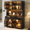 Flieks Vitrine mit LED-Beleuchtung, Glasvitrine mit 8 Türen Produktbild-Vorschau 2