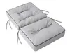 Two gray cushions with dark trim and ties, placed side-by-side on a white background. Podgląd zdjęcia produktu