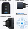 A collage of images showcasing a VOOMY 65W USB charger and its features. Produktbild-Vorschau