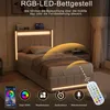 INONEFT Polsterbett 90x200 mit Stauraum, Jugendbett mit LED Produktbild-Vorschau 2