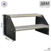 A two-step metal staircase with dimensions indicated. Voir les images du produit