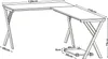 A line drawing of an L-shaped desk with dimensions indicated. Voir les images du produit