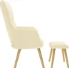 A side view of a cream-colored armchair and a matching ottoman, both with wooden legs, set against a white background. Náhľad obrázku produktu
