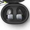 A pair of black and silver wireless earbuds in their charging case. Anteprima dell’immagine prodotto