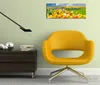 Wallario Premium Leinwandbild Tulpenwiese unter blauem Produktbild-Vorschau 2