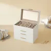 Szkatułka na Biżuterię 4-poziomowa Glamour Beżowa z Szklaną Podgląd zdjęcia produktu 6
