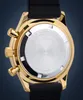 The back of a gold-colored watch with a black strap. Náhled obrázku produktu