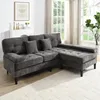 Merax L-Form Ecksofa mit Schlaffunktion, 3-Sitzer Chenille Produktbild-Vorschau 3