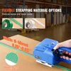 A person is using a blue strapping tool on a cardboard box in a warehouse setting. Produktbild-Vorschau