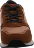 A close-up, front-facing view of a brown leather and suede sneaker. Produktbild-Vorschau