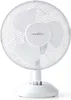A white desk fan shown from the front. Podgląd zdjęcia produktu