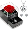 Ewige Echte Rose mit Herz Halskette und Ohrringe Aus 925 Produktbild-Vorschau 1