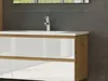 Badmöbel set Hochglanz 5 Tlg eiche / Weis Soft Close Produktbild-Vorschau 3