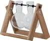 Zwei hängende Stecklings-Vasen aus Glas am Holzgestell – Produktbild-Vorschau 1