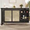 MODFU Meuble Bar Moderne Avec Étagères Et Portes, Table De Voir les images du produit 3