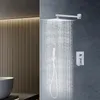 A modern bathroom with a shower system in use. Podgląd zdjęcia produktu