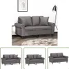 The Living Store 2-Sitzer-Sofa mit Zierkissen Grau 120 cm Produktbild-Vorschau 1