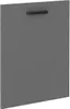 A single gray cabinet door with a black handle. Voir les images du produit