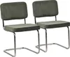 Lot de 2 chaises cantilever en velours côtelé vert kaki Voir les images du produit 1