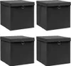 vidaXL Scatole con coperchio 4 pezzi nero 32x32x32 cm Anteprima dell’immagine prodotto 6