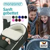 A couple looking at a baby stroller with a footmuff, with color swatches and branding. Anteprima dell’immagine prodotto