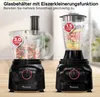 Two kitchen appliances, a food processor and a blender, are shown side-by-side on a wooden surface with a blurred background. Produktbild-Vorschau