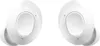 A pair of white wireless earbuds are shown against a white background. Produktbild-Vorschau