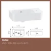 A white ceramic sink with a diagram showing its dimensions. Anteprima dell’immagine prodotto
