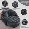 Divano letto 2 in 1 nero con poggiapiedi, tessuto Anteprima dell’immagine prodotto 5
