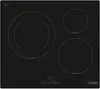 Top-down view of a black induction hob with three cooking zones and control panel. Náhled obrázku produktu